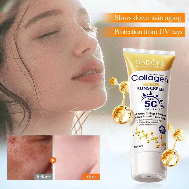 SADOER Collagen Whitening Sunscreen SPF 50+ PA+++ – Brightening & Anti-Aging Sun Protection