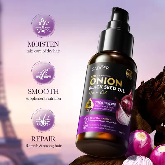 SADOER Onion Black Seed Hair Oil – Strengthen, Nourish & Boost Hair Growth