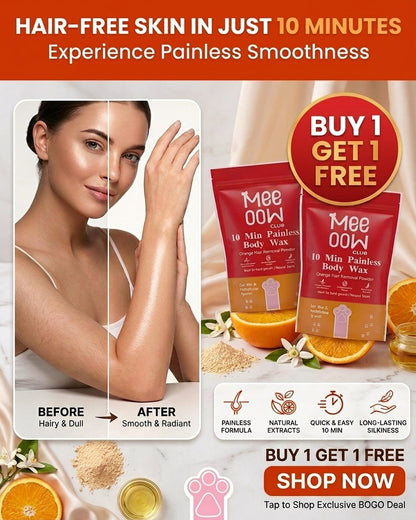 MEE-OOW Orange Body Wax Powder – Salon Like Results at Home - 100g ( Buy 1 Get 1 Free )