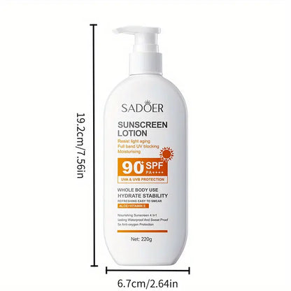 SADOER Sunscreen Lotion SPF 90+ PA++++ – Advanced UVA & UVB Protection for All Skin Types