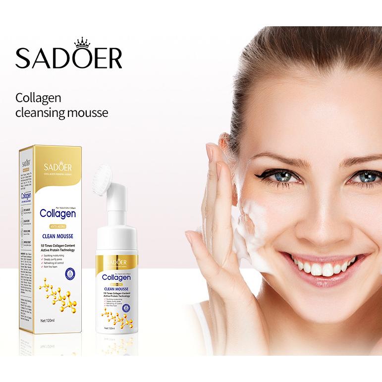 SADOER Collagen Anti-Aging Clean Mousse – Deep Cleansing & Firming Foam for Youthful Skin