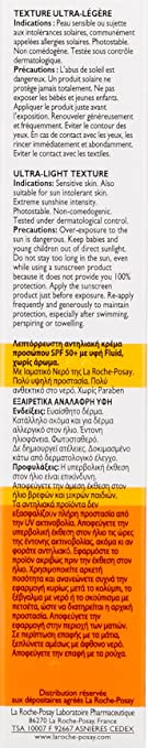 LA ROCHE-POSAY ANTHELIOS ULTRA-LIGHT INVISIBLE FLUID SPF50 50ML - Buynowpakistan