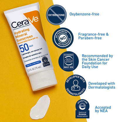 SPF 50 Hydrating Mineral Sunscreen for Face - Buynowpakistan