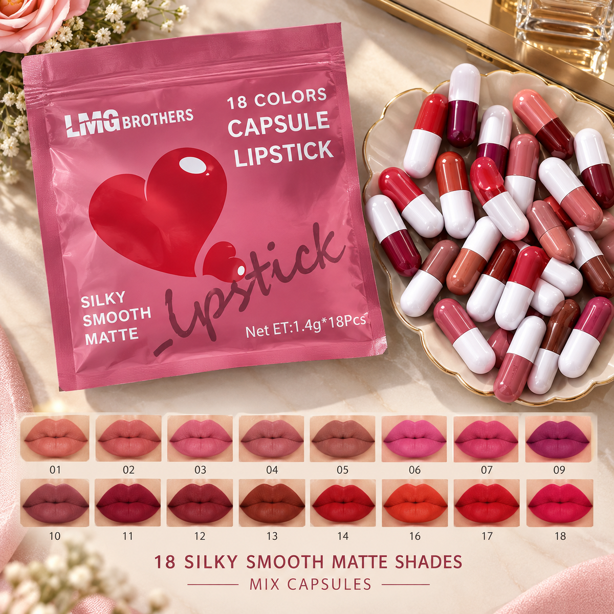 Capsule 18 Pcs Lipstick Set – Long-Lasting Matte Lipstick Collection