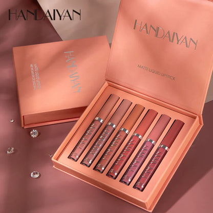 Handaiyan Matte Liquid Lipstick Set – 6 Long-Lasting Shades