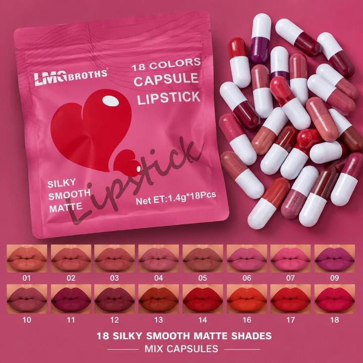 Capsule 18 Pcs Lipstick Set – Long-Lasting Matte Lipstick Collection