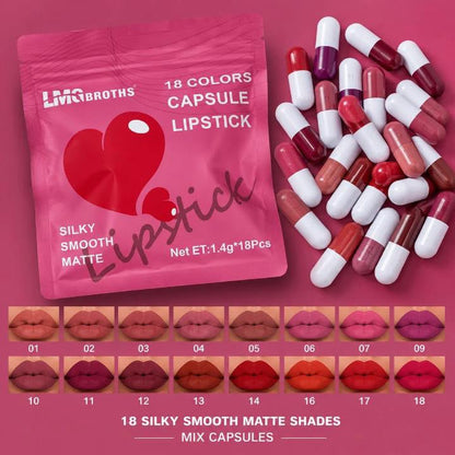Capsule 18 Pcs Lipstick Set – Long-Lasting Matte Lipstick Collection