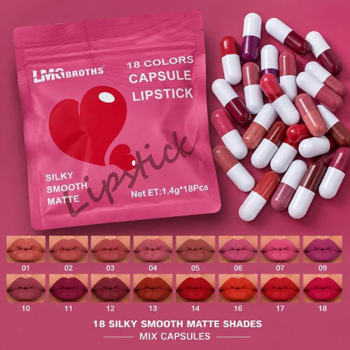 Capsule 18 Pcs Lipstick Set – Long-Lasting Matte Lipstick Collection