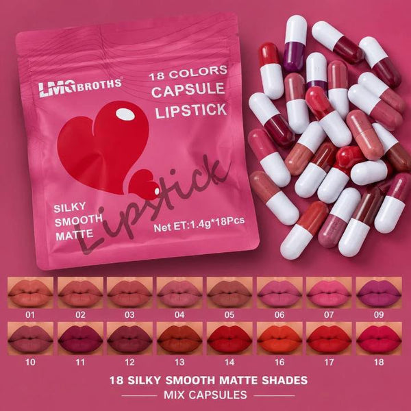 Capsule 18 Pcs Lipstick Set – Long-Lasting Matte Lipstick Collection