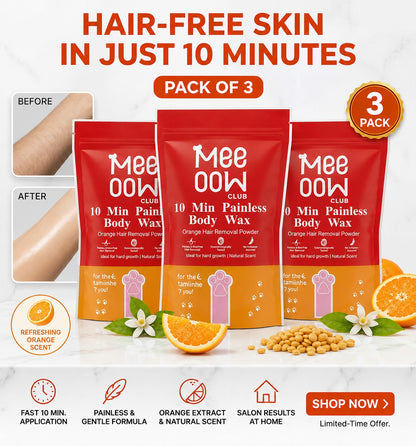 MEE-OOW Orange Body Wax Powder – Salon-Like Results at Home - 100g